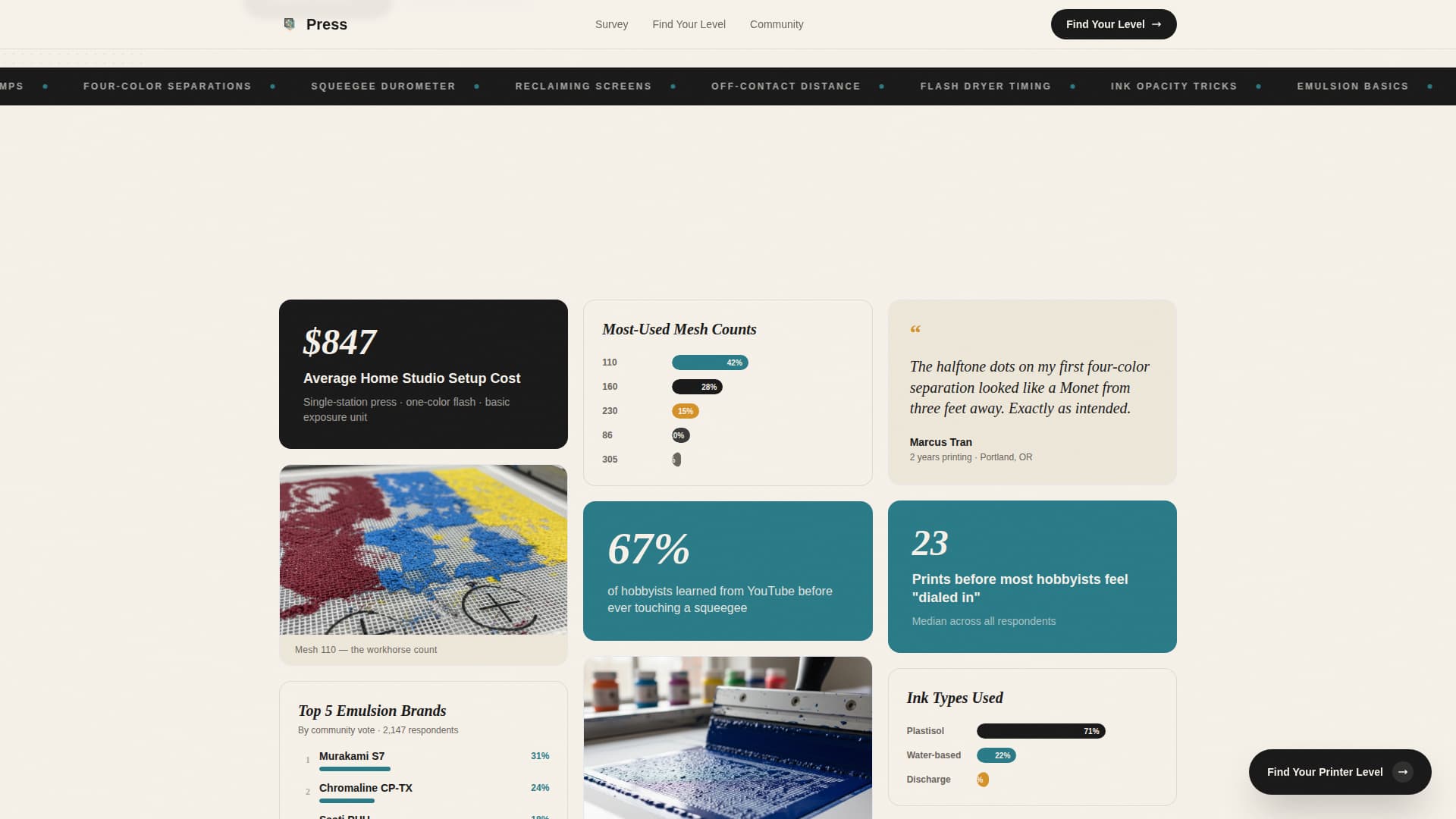 Press - Bold Screen Printing Landing Page Template