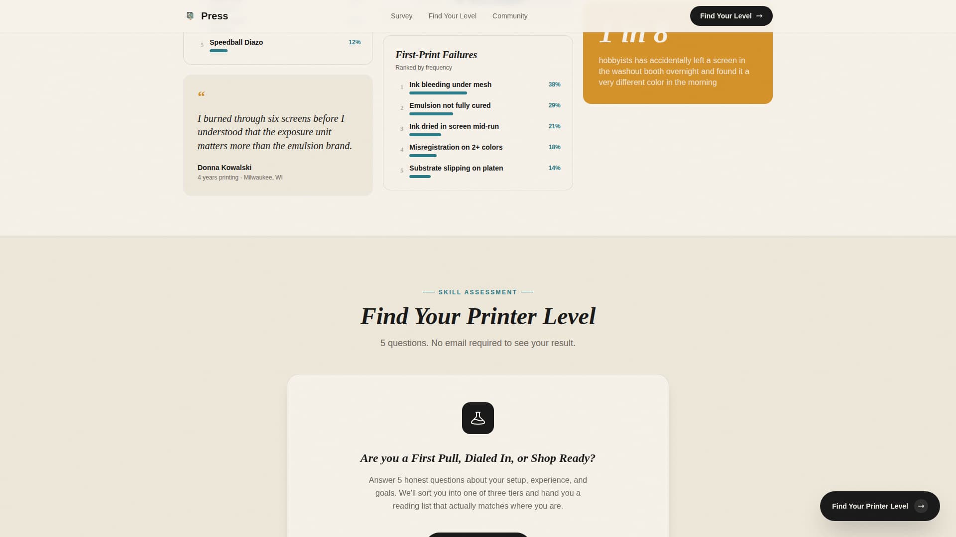 Press - Bold Screen Printing Landing Page Template