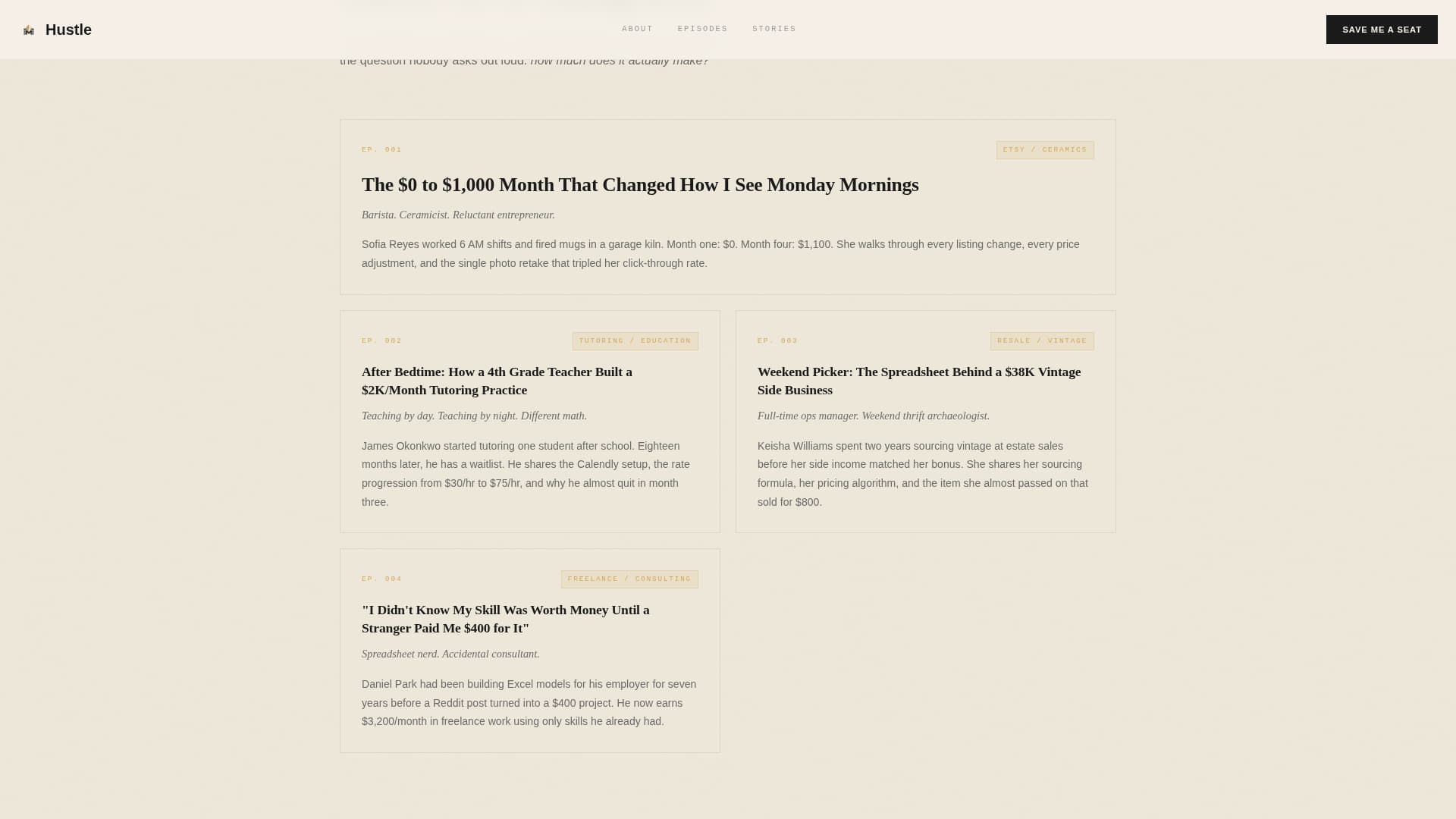Hustle - Authentic Side Hustle Landing Page Template