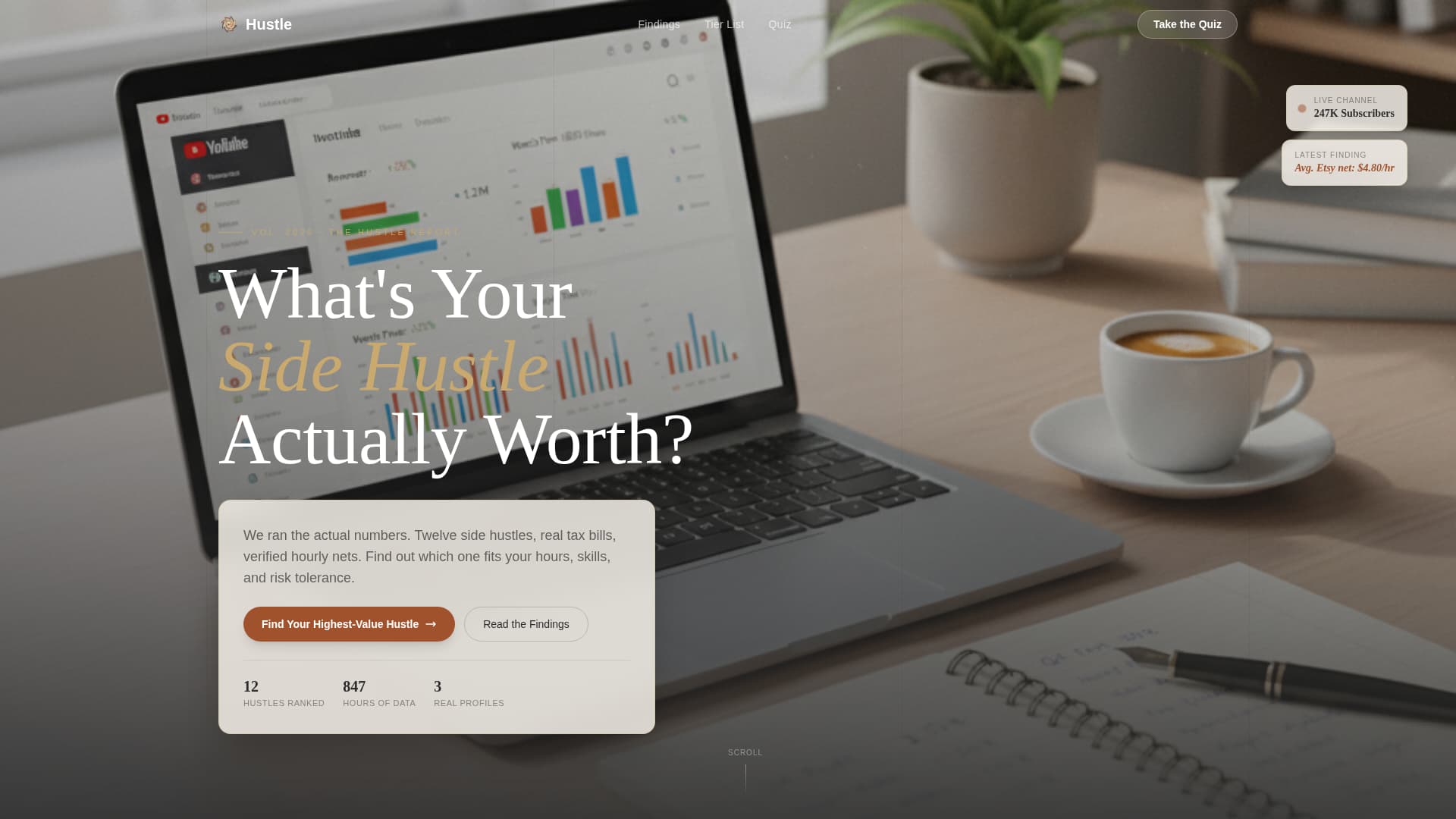 Hustle - Analytical Side Hustle Landing Page Template