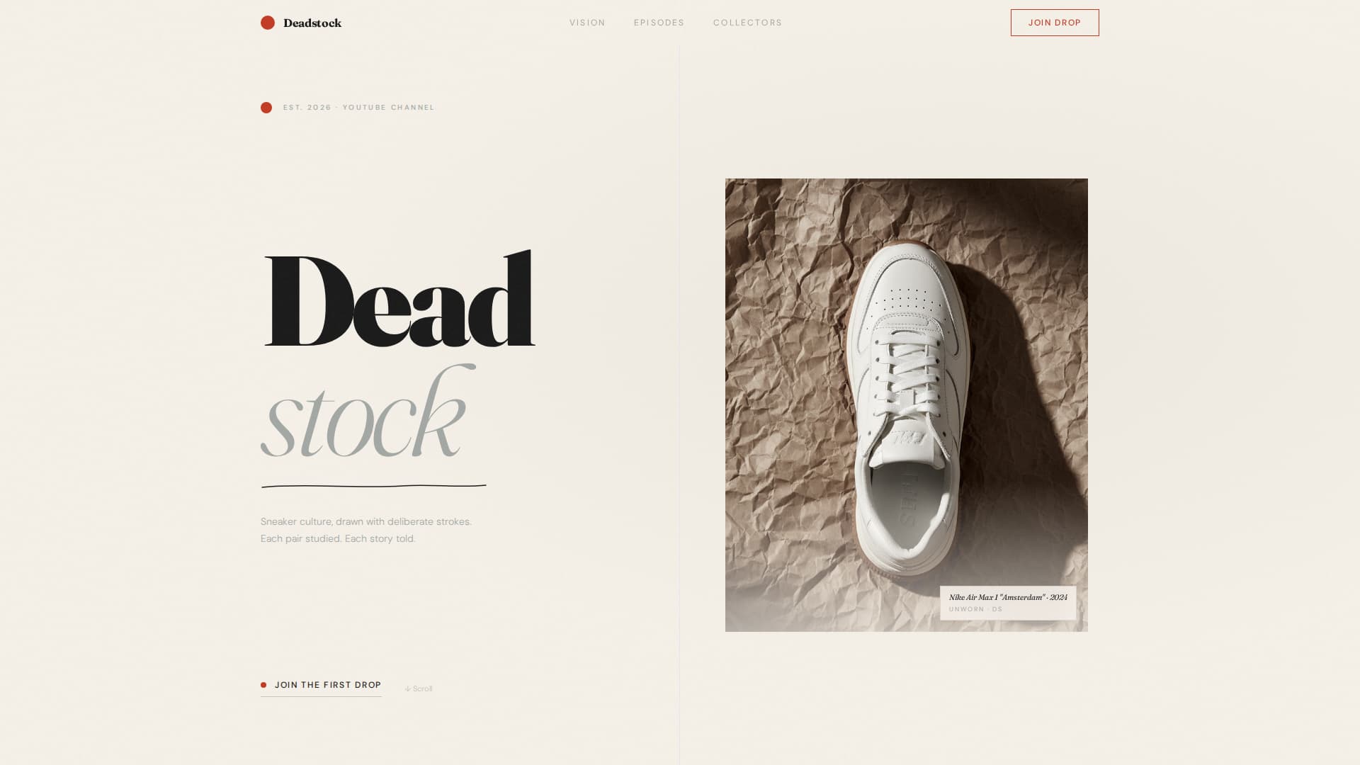Deadstock - Mindful Sneaker Landing Page Template