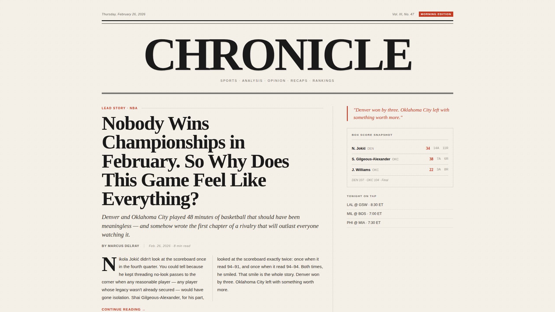 Sports Blog & Media Reviews Website Template