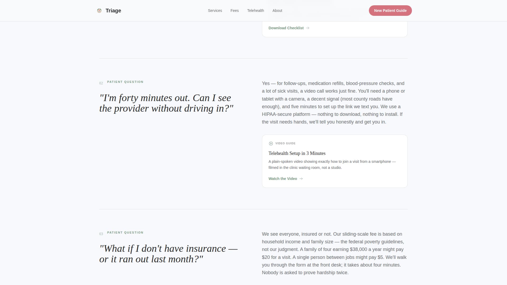 Urgent Care & Walk-In FAQ Website Template