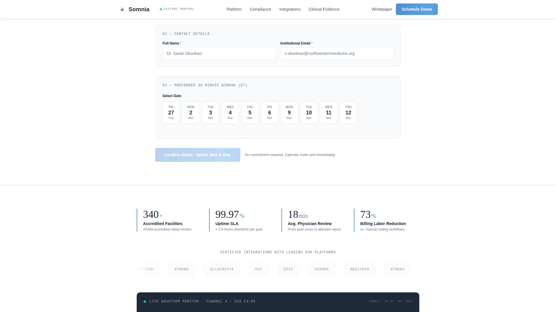 Sleep Medicine & Clinic Specialist Booking Website Template