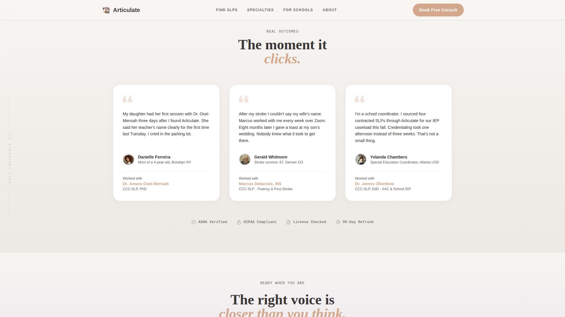 Articulate - Trusted SLP Landing Page Template