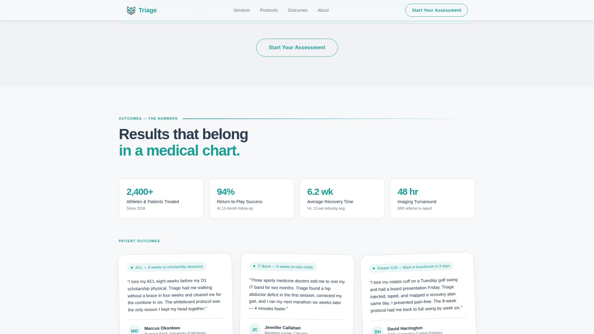 Triage - Precise Sportsmedicine Landing Page Template