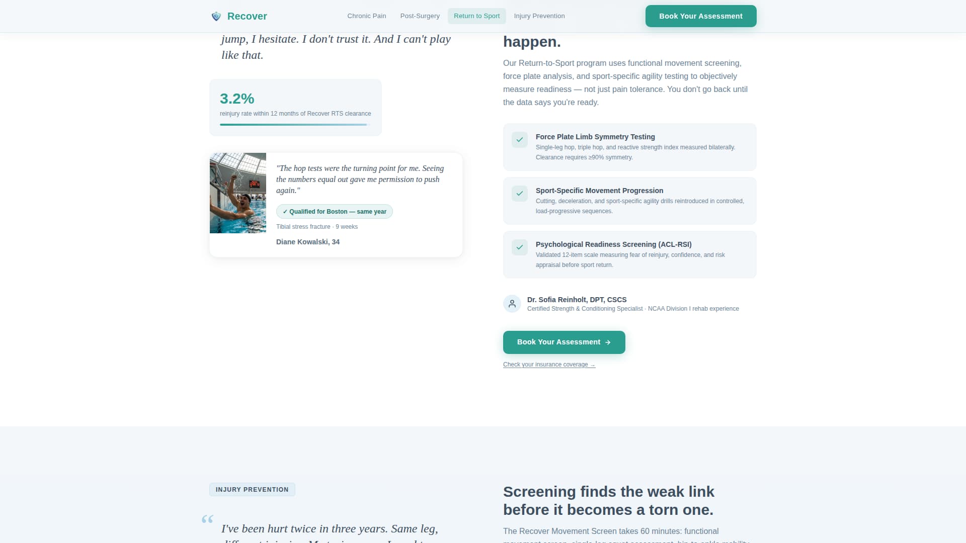 Recover - Trusted Sportsmedicine Landing Page Template