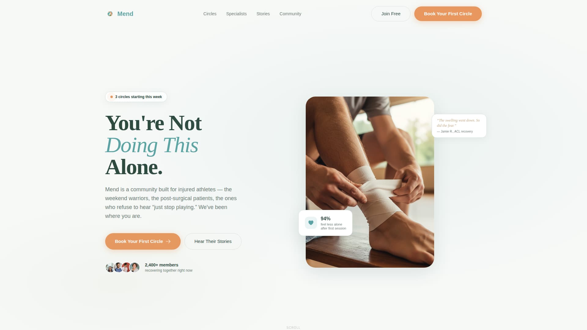 Mend - Healing Sportsmedicine Landing Page Template