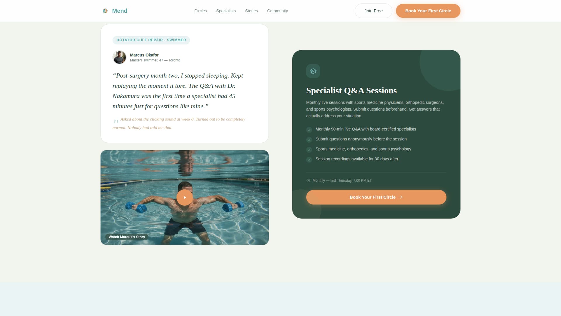 Mend - Healing Sportsmedicine Landing Page Template