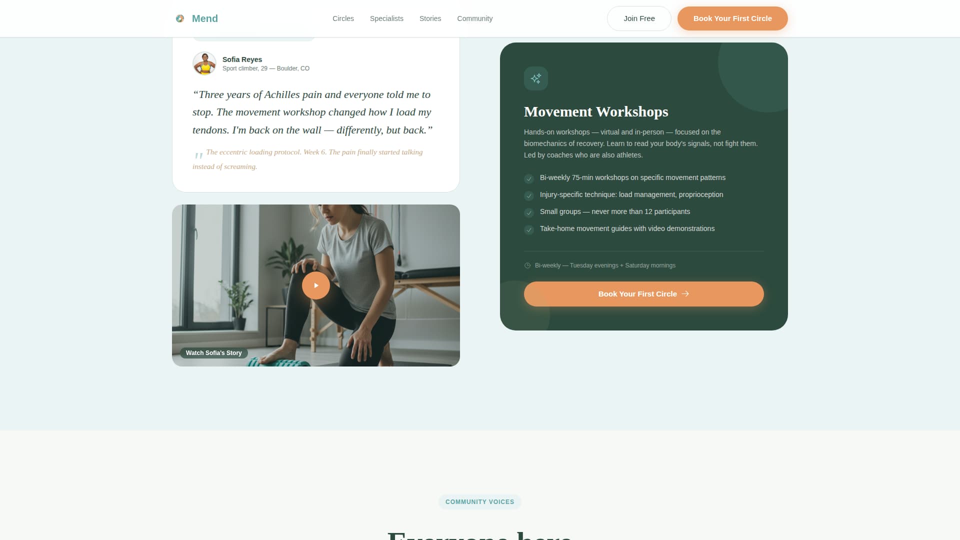 Mend - Healing Sportsmedicine Landing Page Template