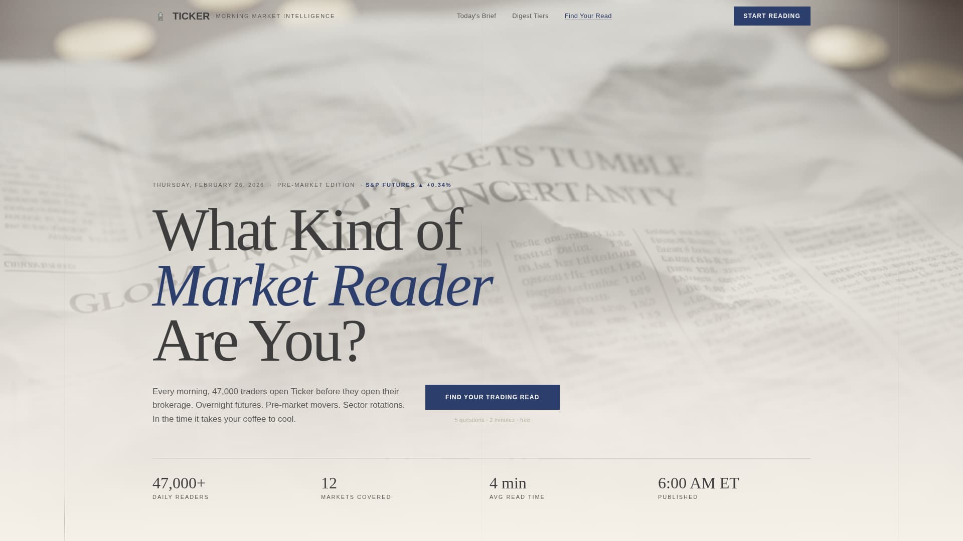 Ticker - Authoritative Trading Landing Page Template