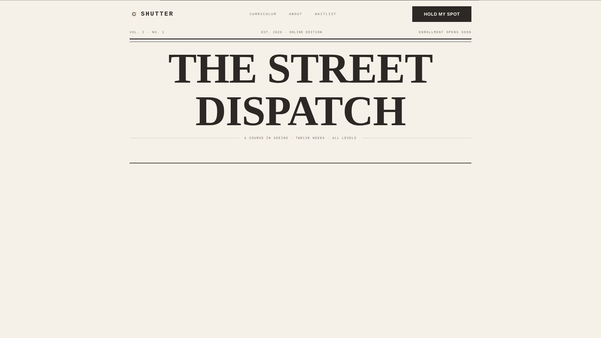 Dispatch - Editorial Streetphotography Landing Page Template