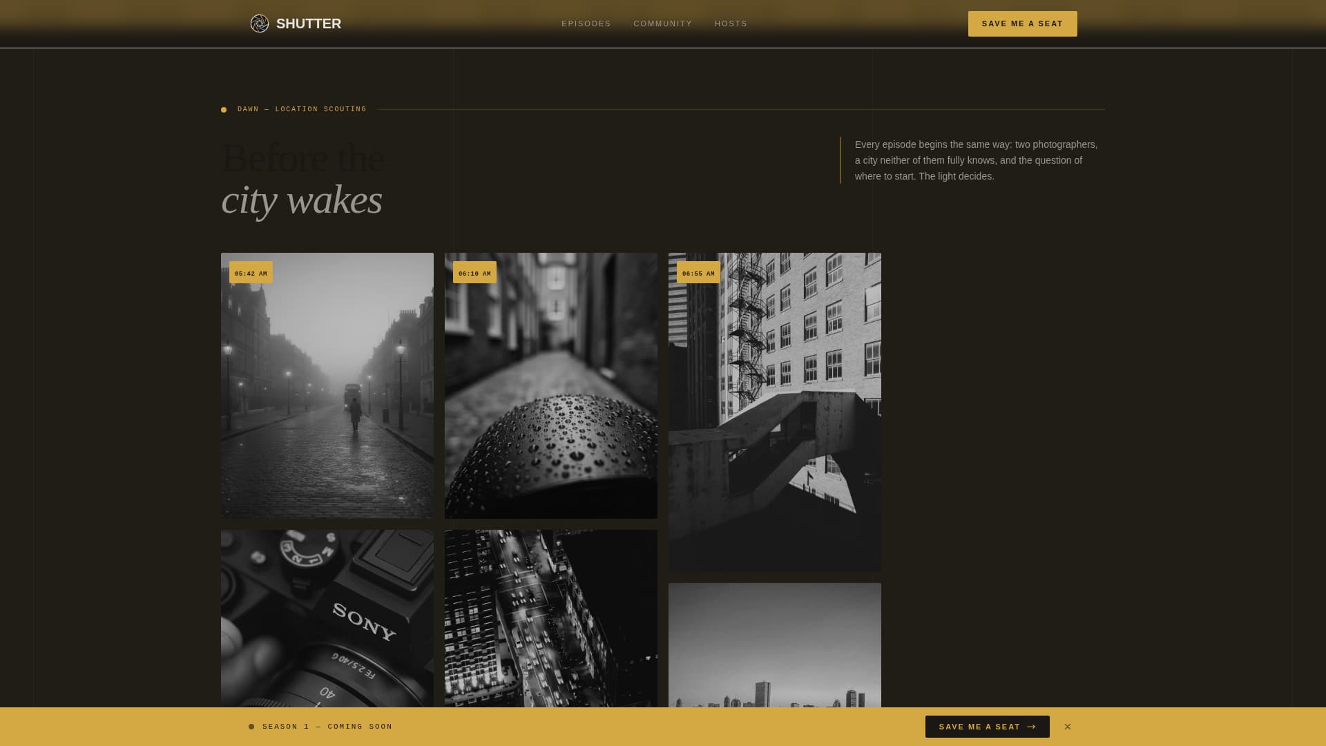 Shutter - Cinematic Streetphotography Landing Page Template