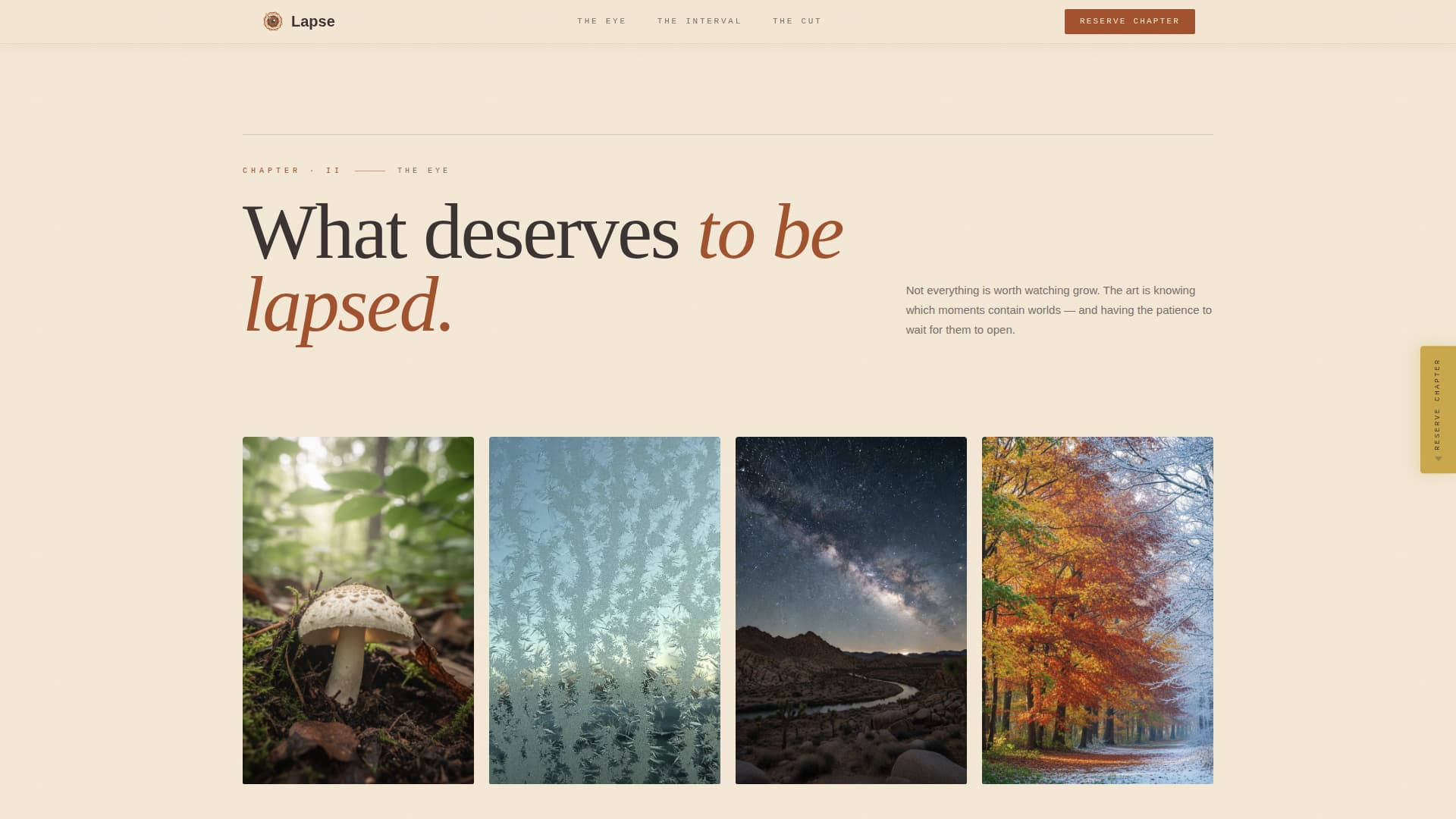 Lapse - Artisan Timelapse Landing Page Template