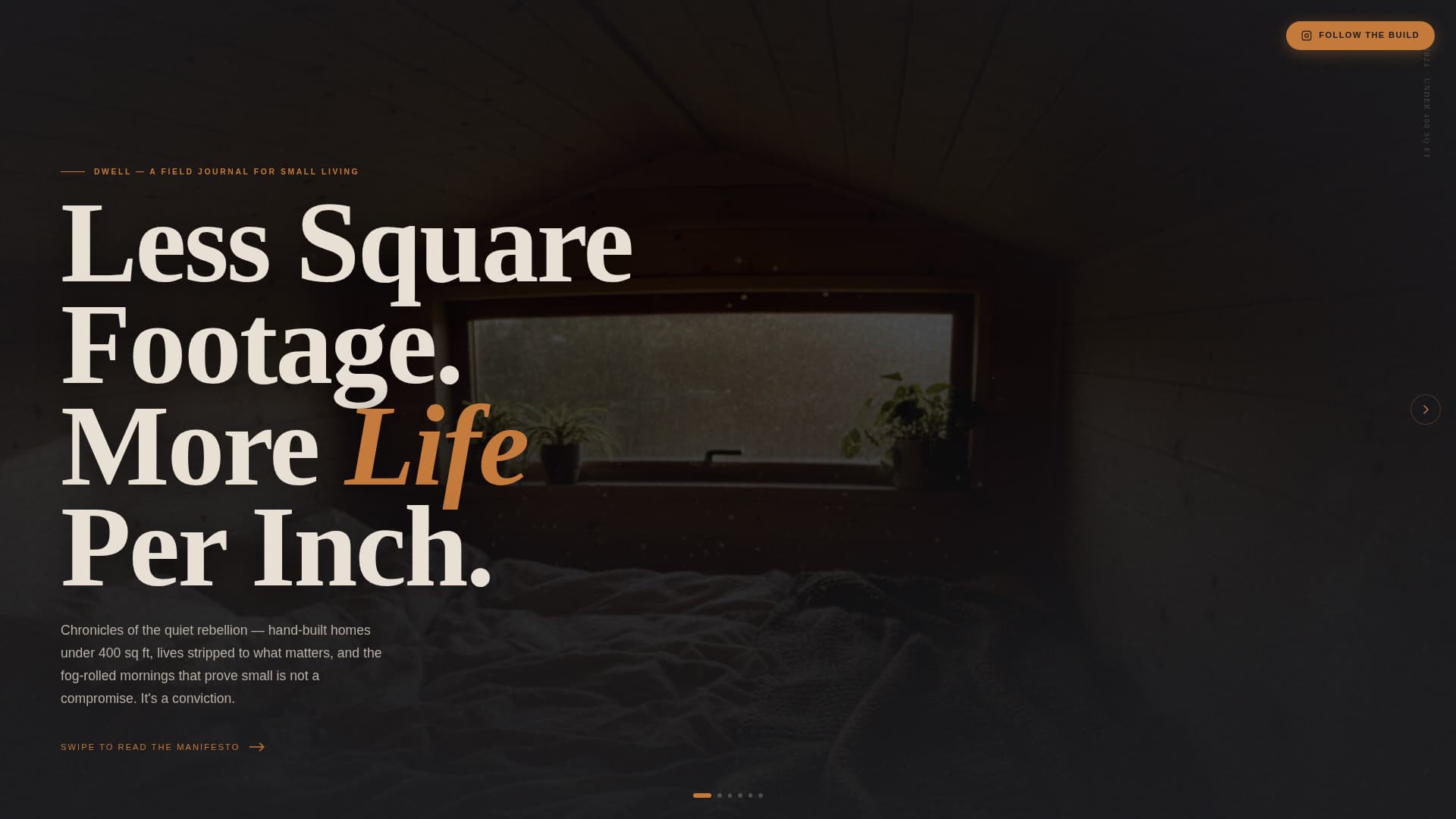 Dwell - Cinematic Tinyhouse Landing Page Template