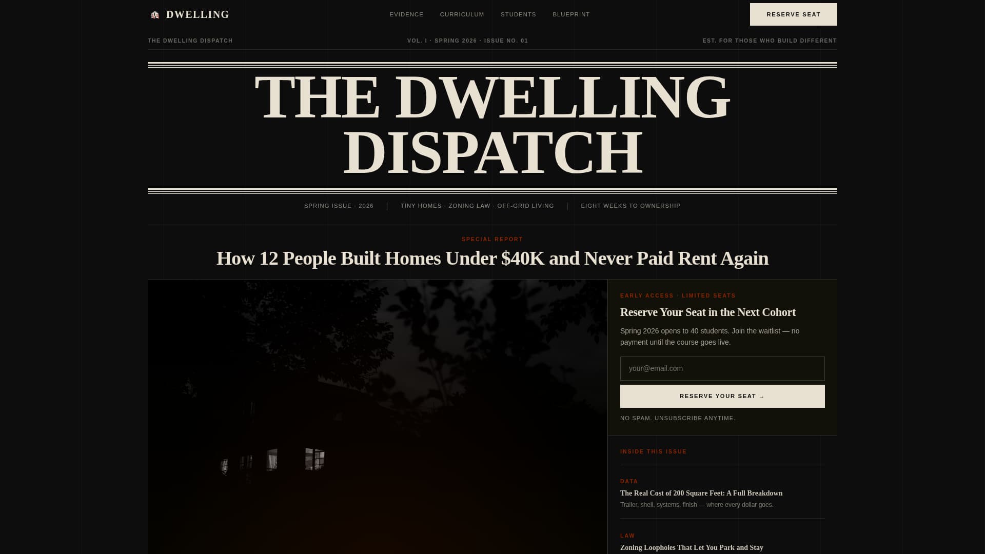Dwelling - Compelling Tinyhouse Landing Page Template