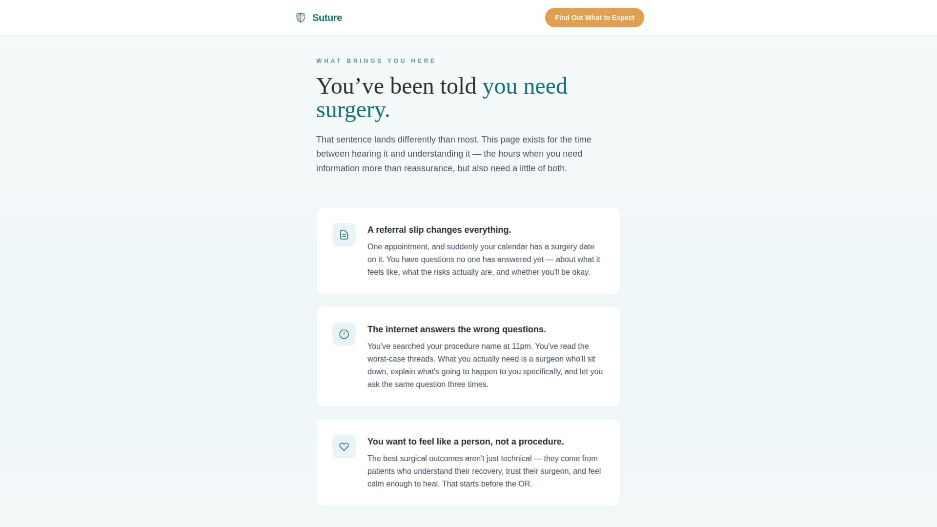 Suture - Trusted Surgeon Landing Page Template
