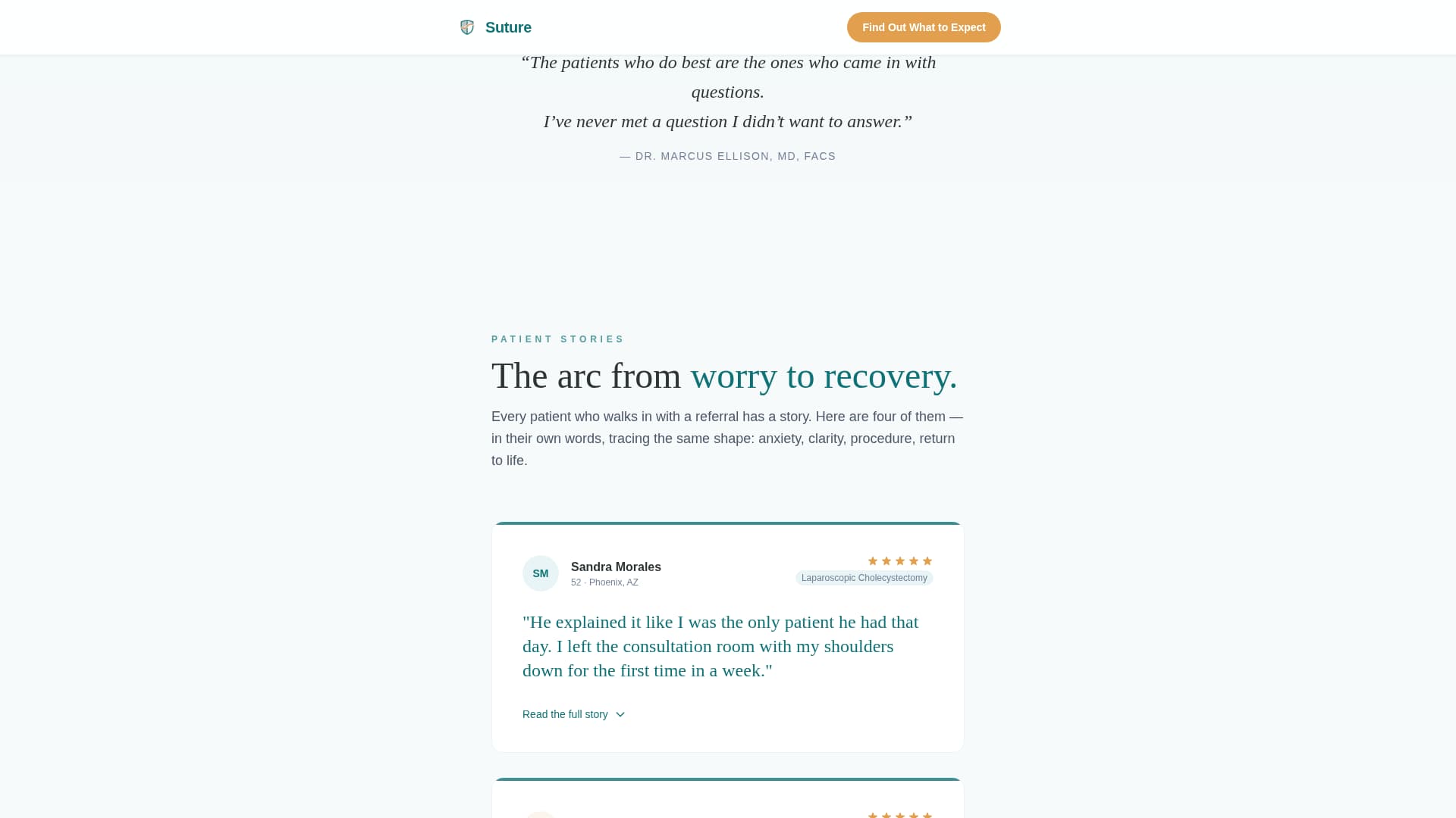 Suture - Trusted Surgeon Landing Page Template