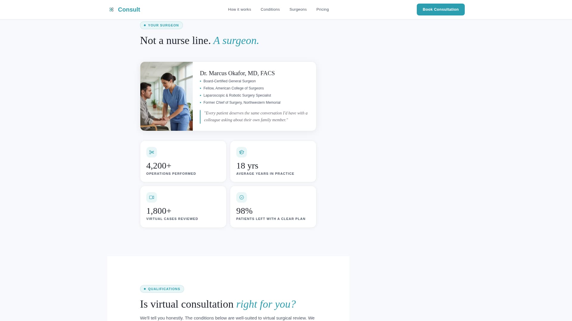 Surgeon (General) Booking Website Template