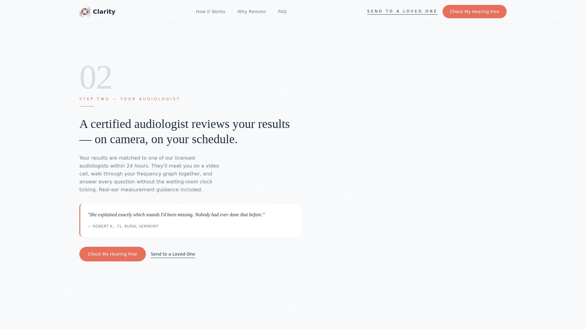 Clarity - Trusted Teleaudiology Landing Page Template
