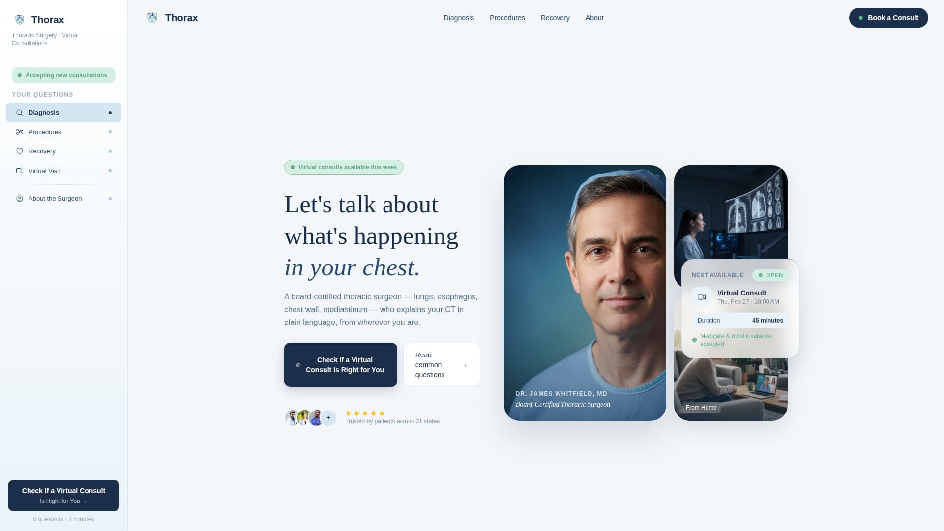 Thoracic Surgeon Booking Website Template