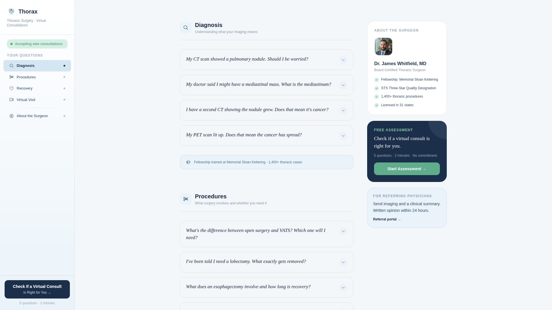 Thoracic Surgeon Booking Website Template