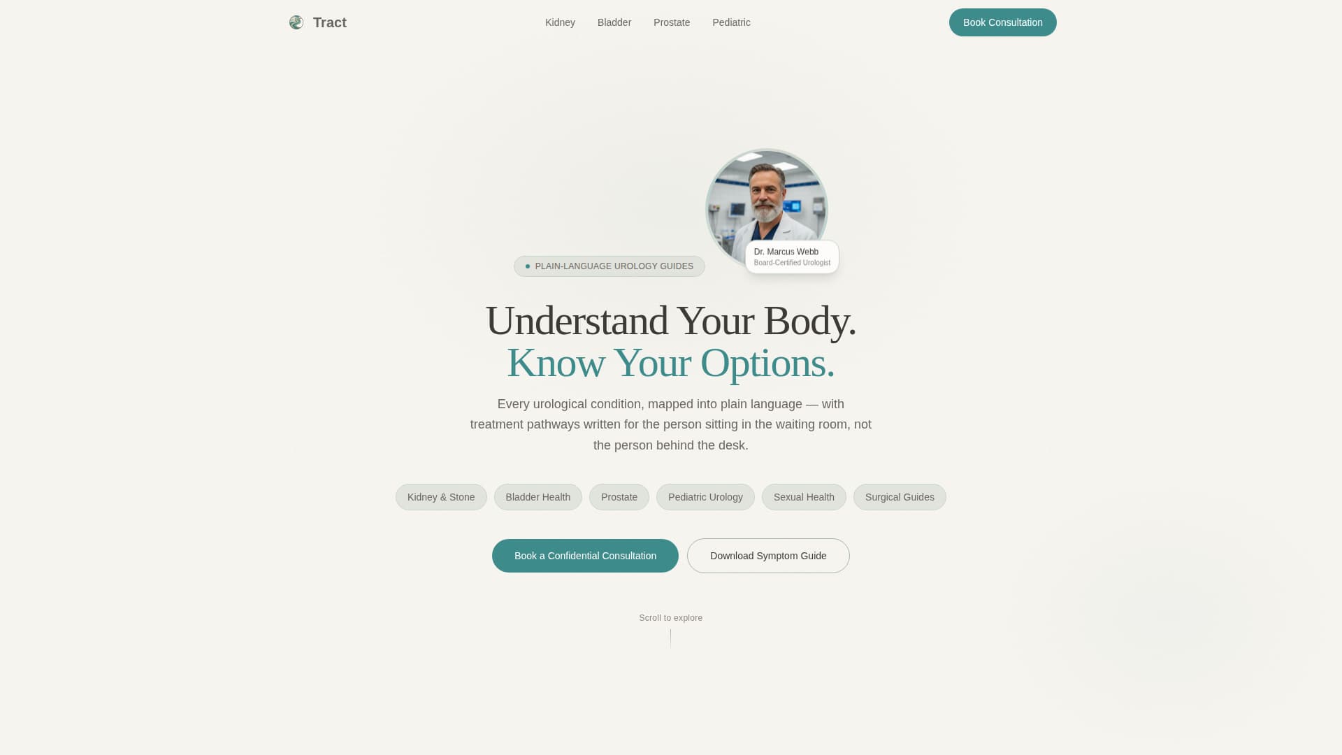 Tract - Comprehensive Urologist Landing Page Template