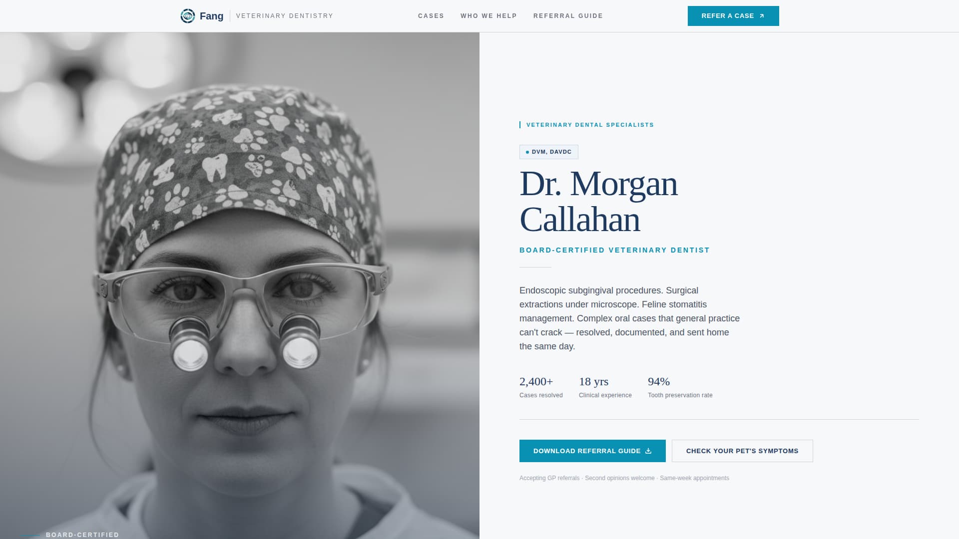 Fang - Precision Veterinary Landing Page Template