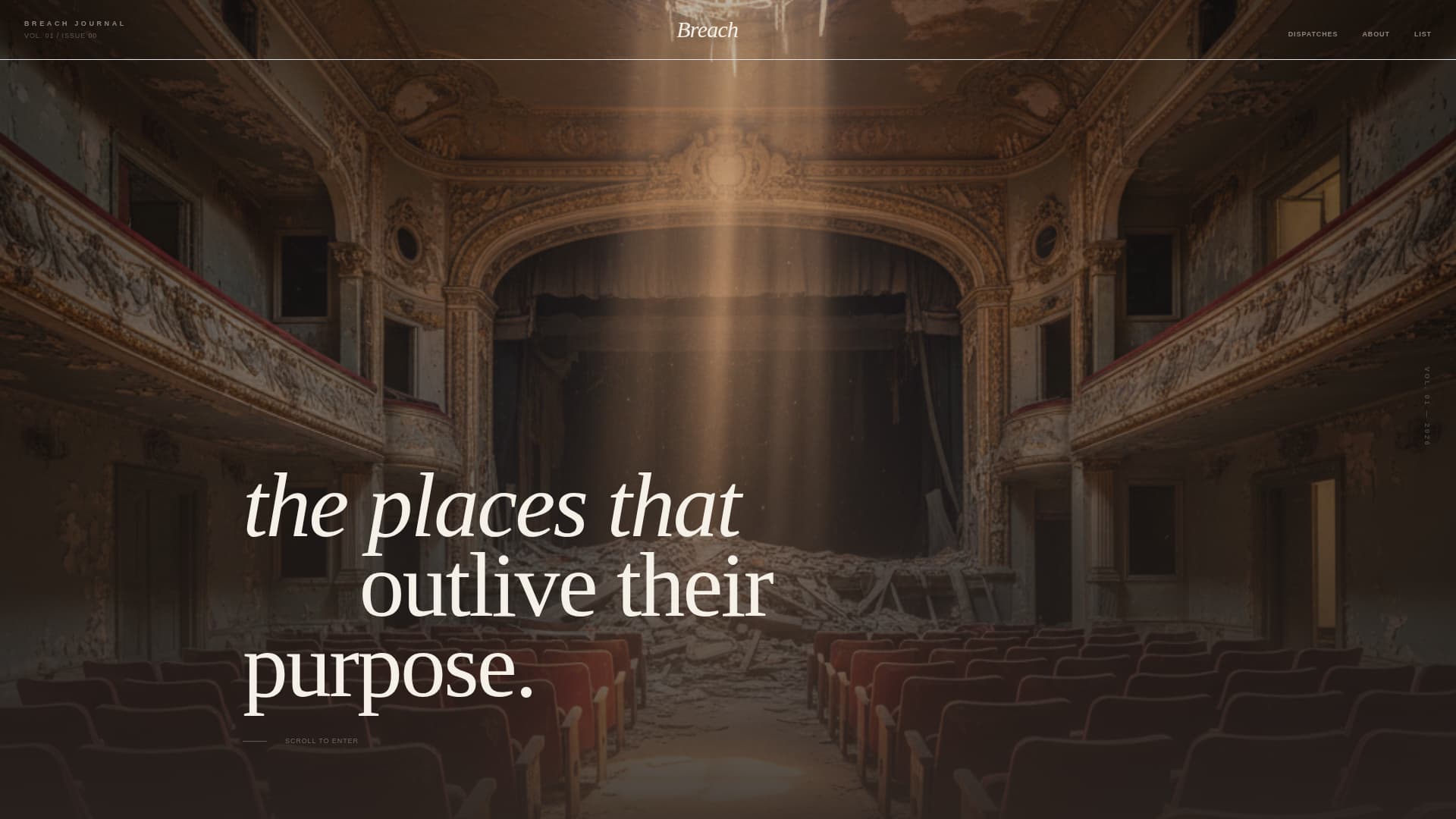 Breach - Evocative Urbex Landing Page Template