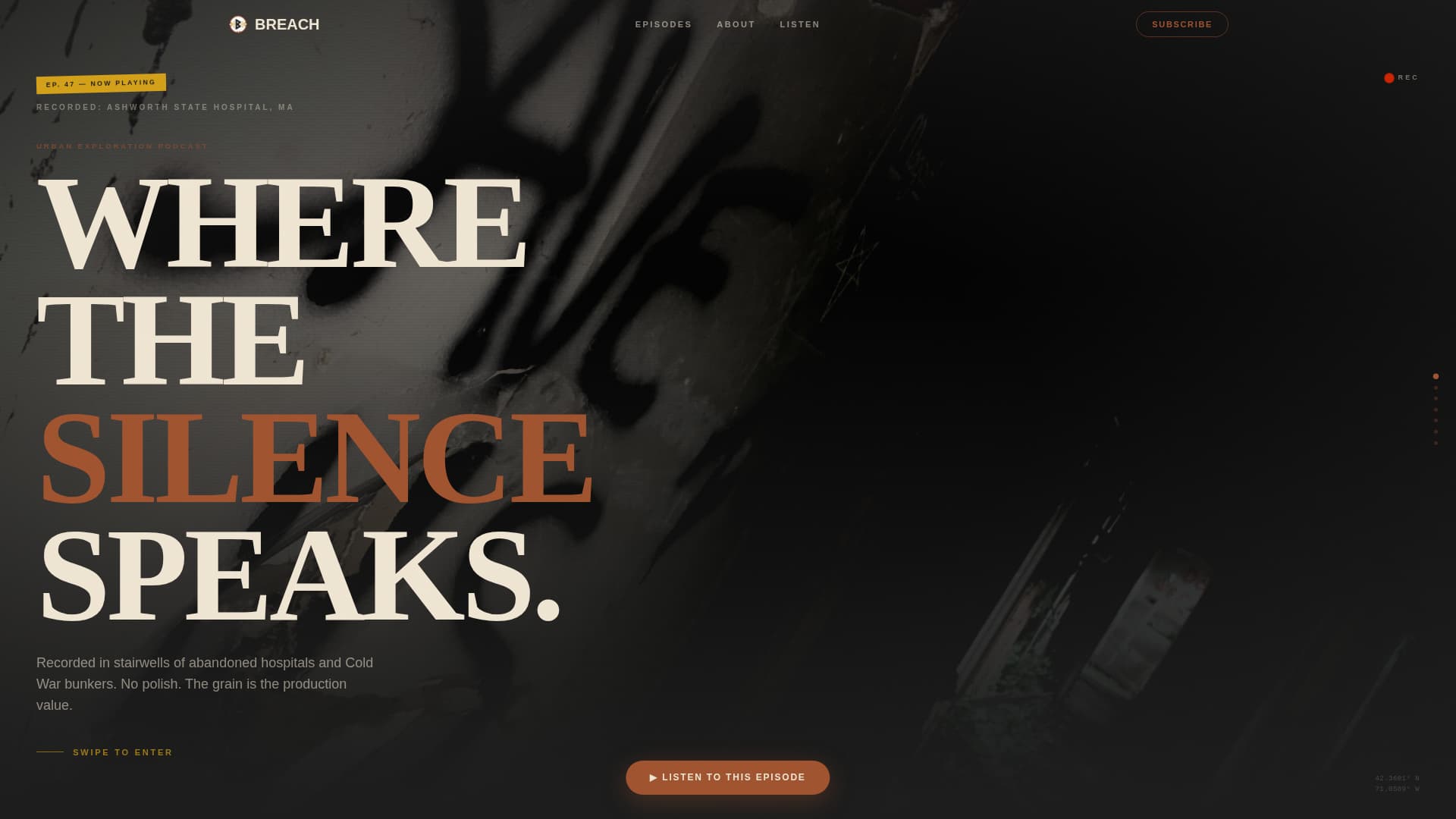 Breach - Immersive Urbex Landing Page Template
