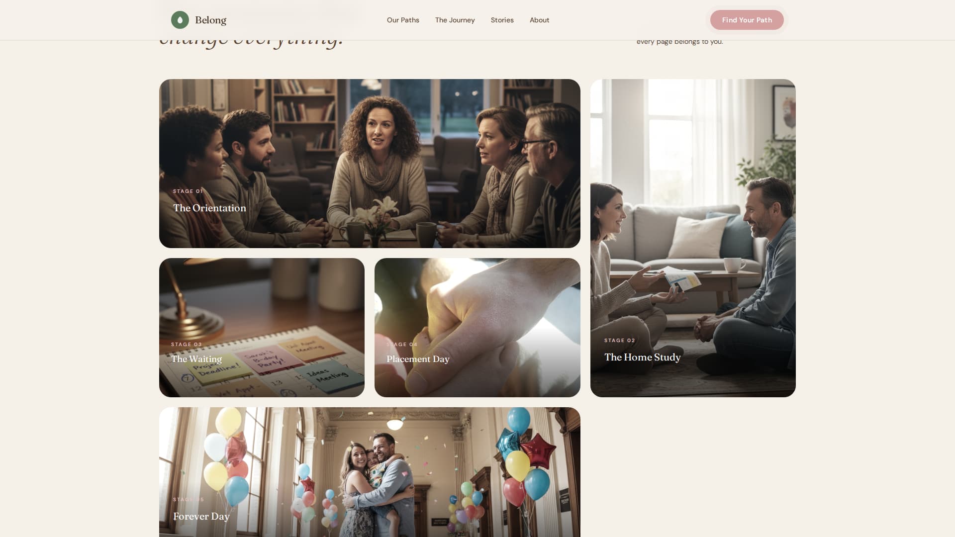 Belong - Heartfelt Adoption Landing Page Template