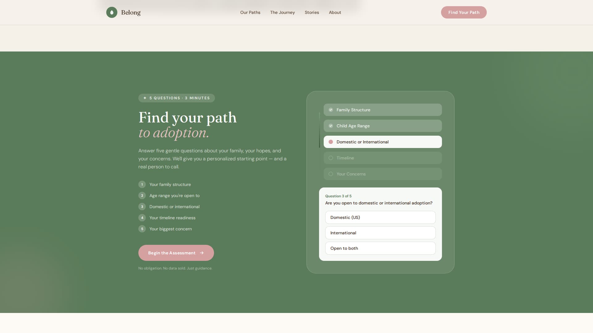 Belong - Heartfelt Adoption Landing Page Template