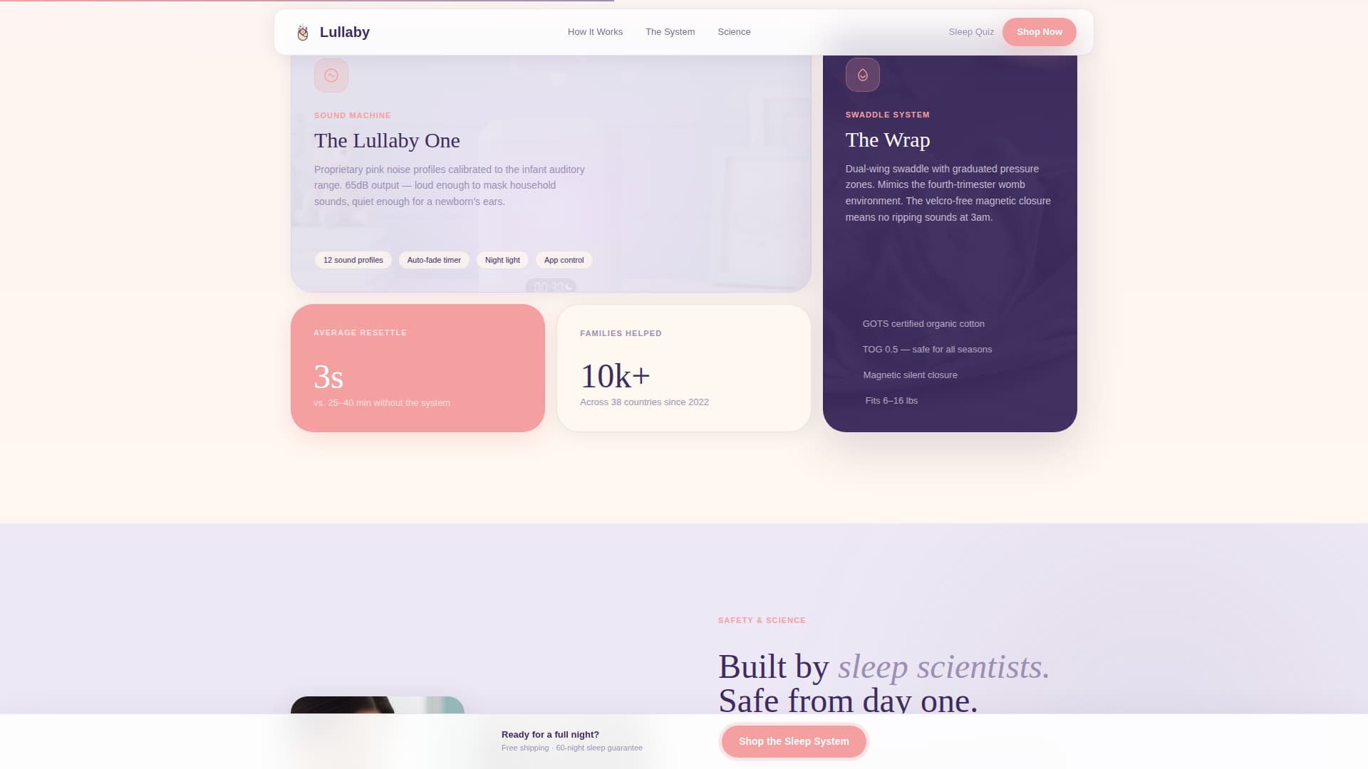 Lullaby - Soothing Babysleep Landing Page Template