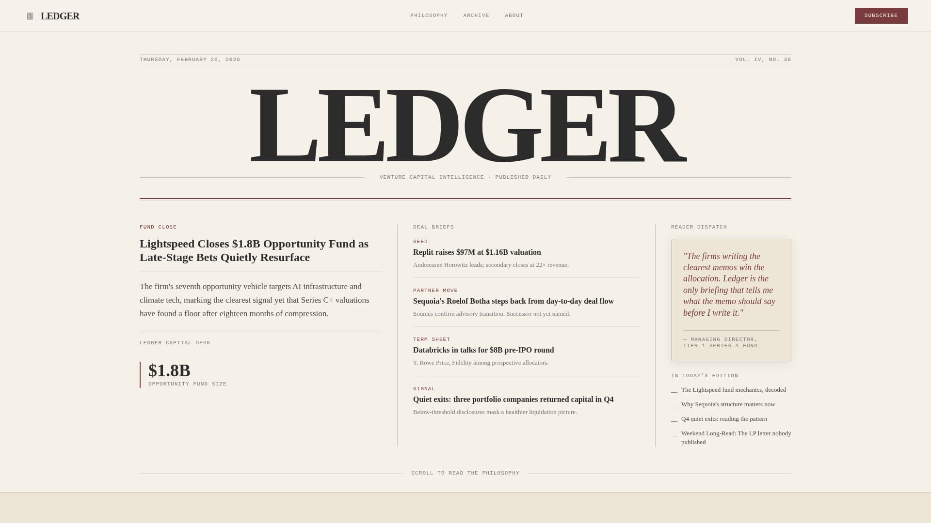 Ledger - Authoritative Venturecapital Landing Page Template