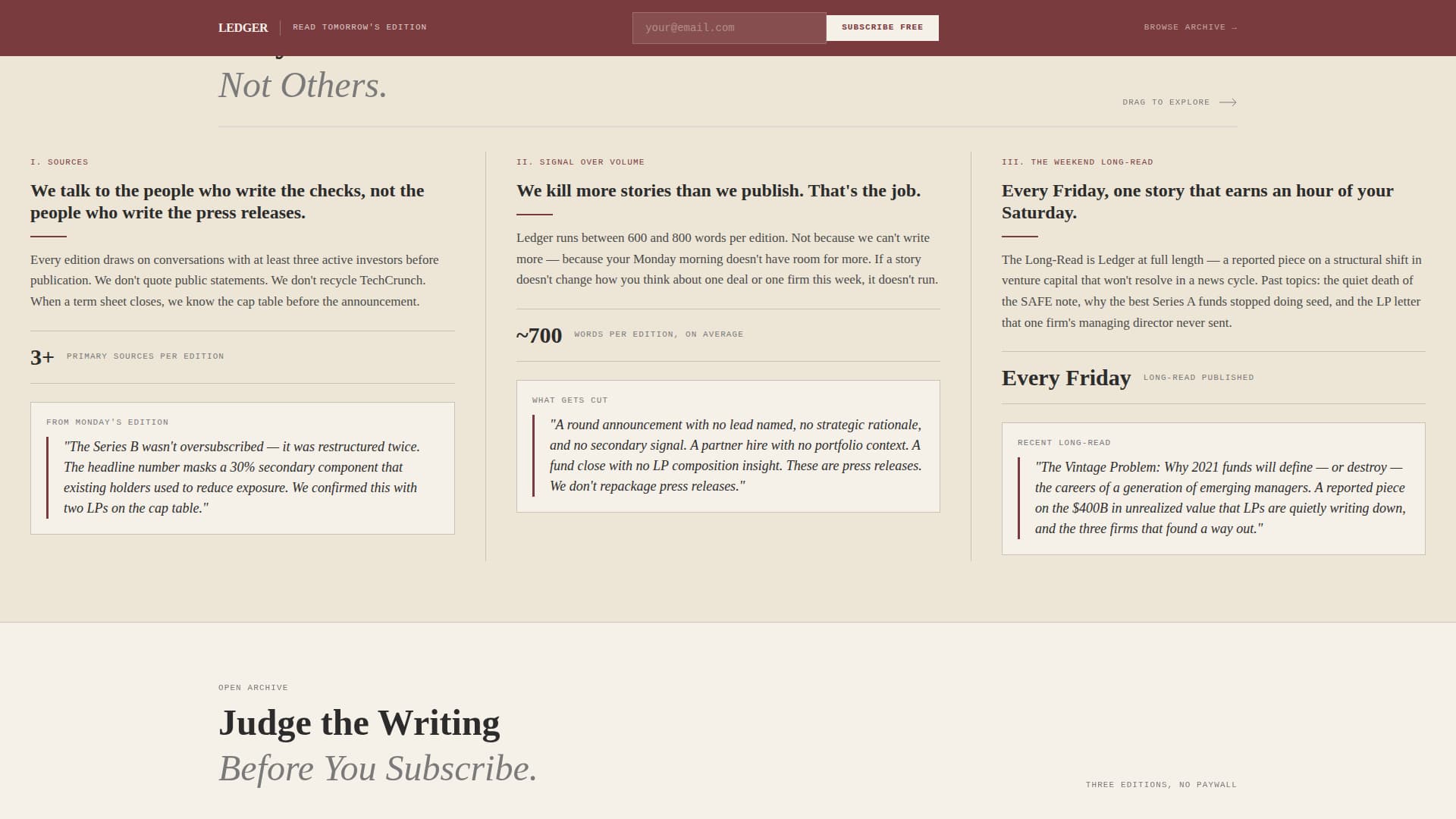 Ledger - Authoritative Venturecapital Landing Page Template