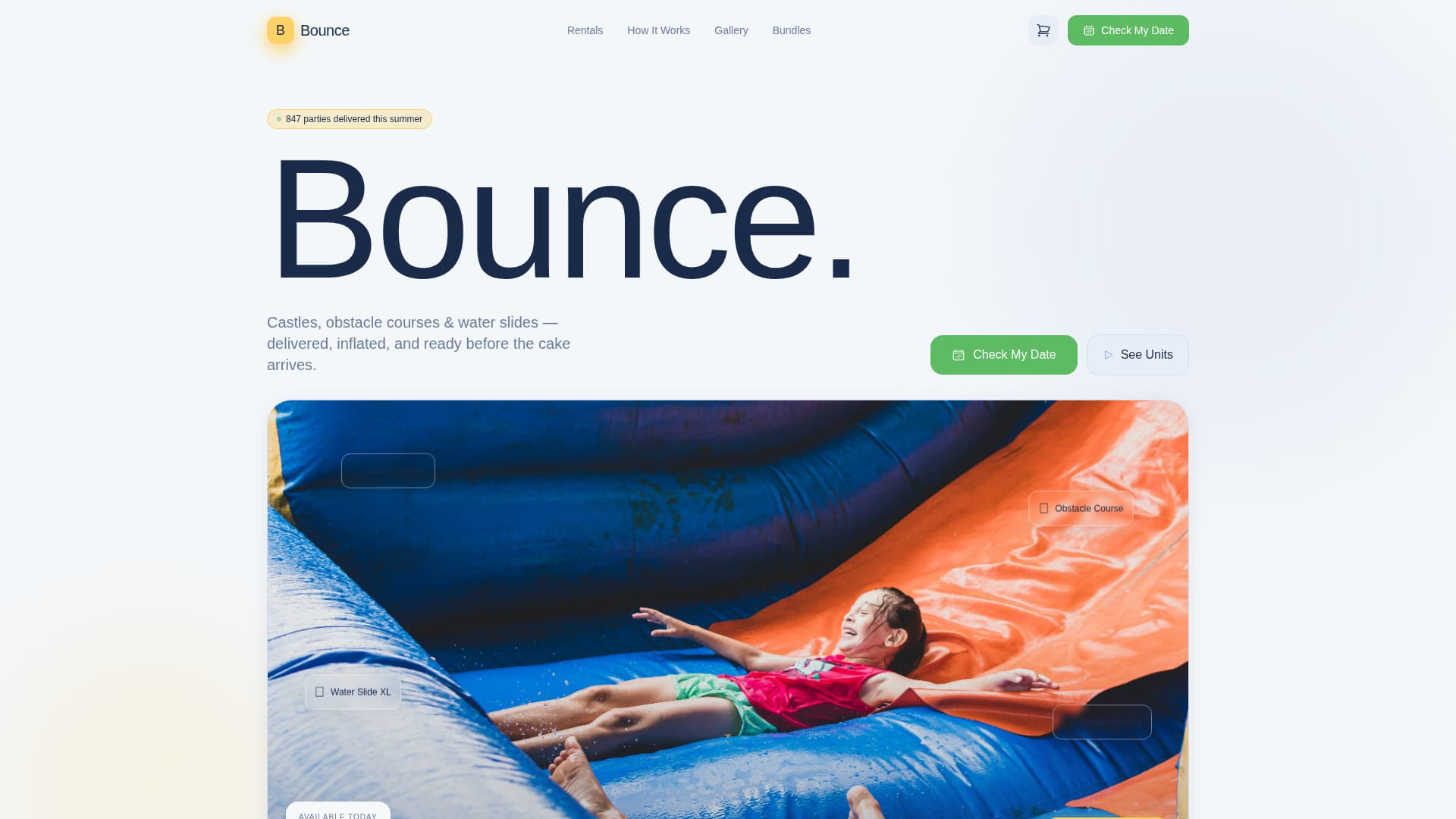 Bounce - Joyful Inflatable Landing Page Template