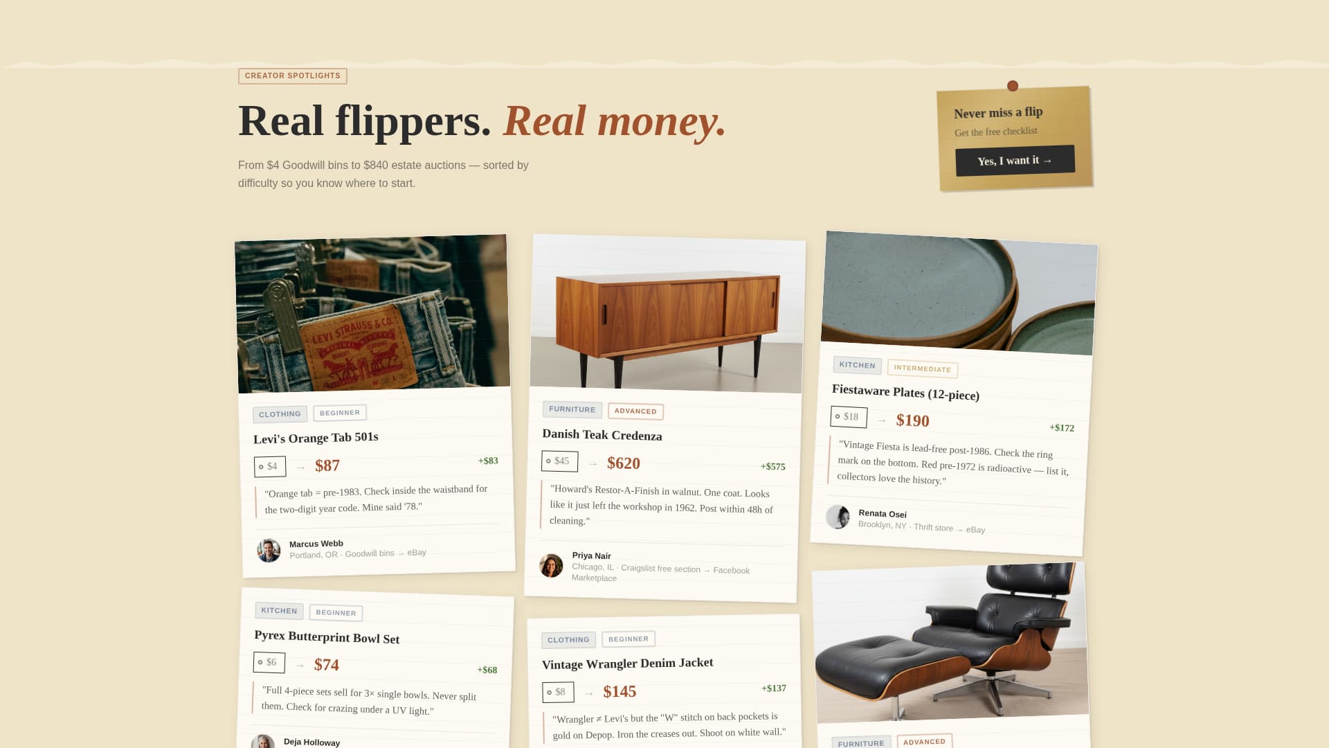 Flip - Profitable Thriftflipping Landing Page Template