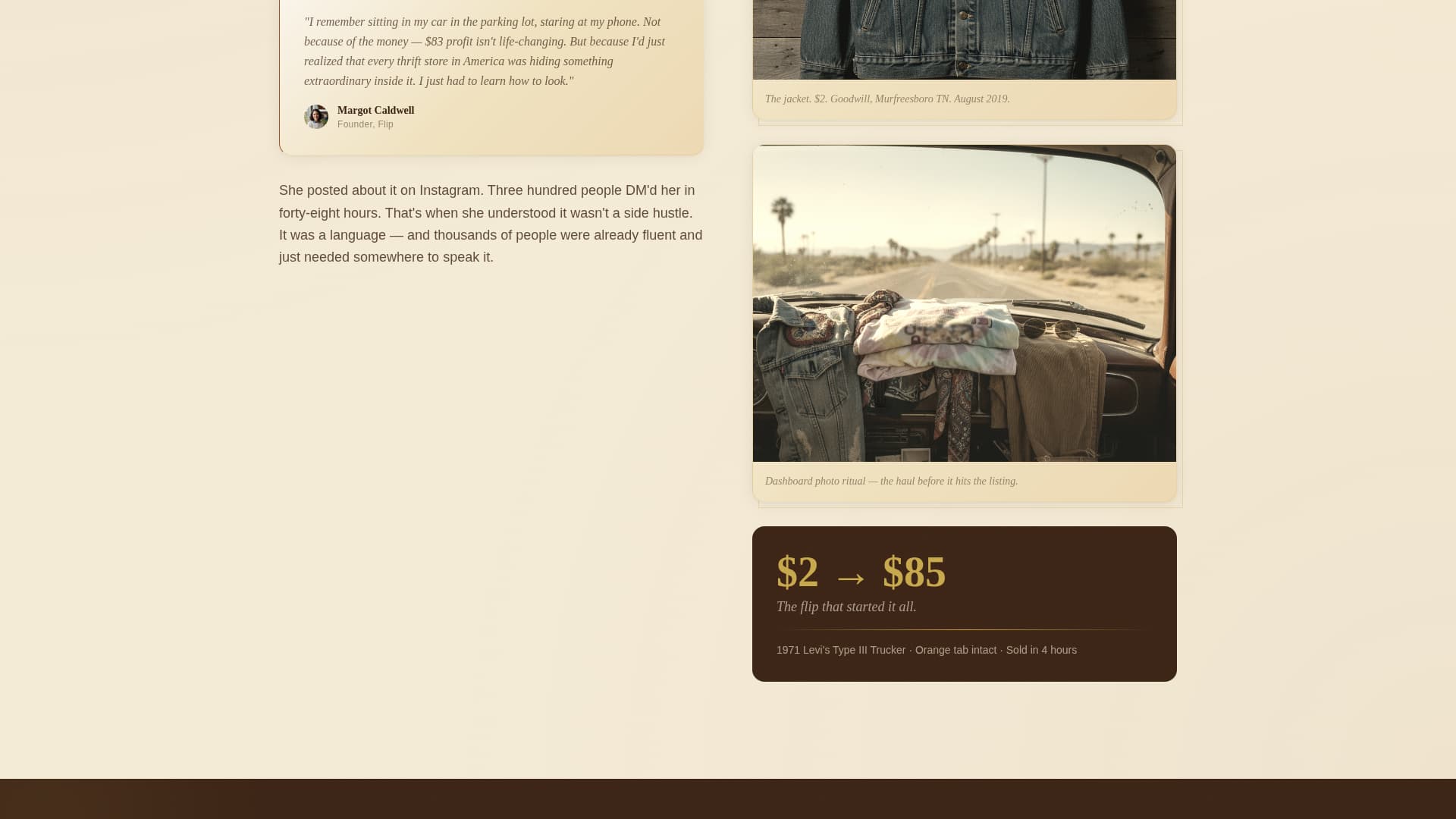 Flip - Timeless Thriftflipping Landing Page Template