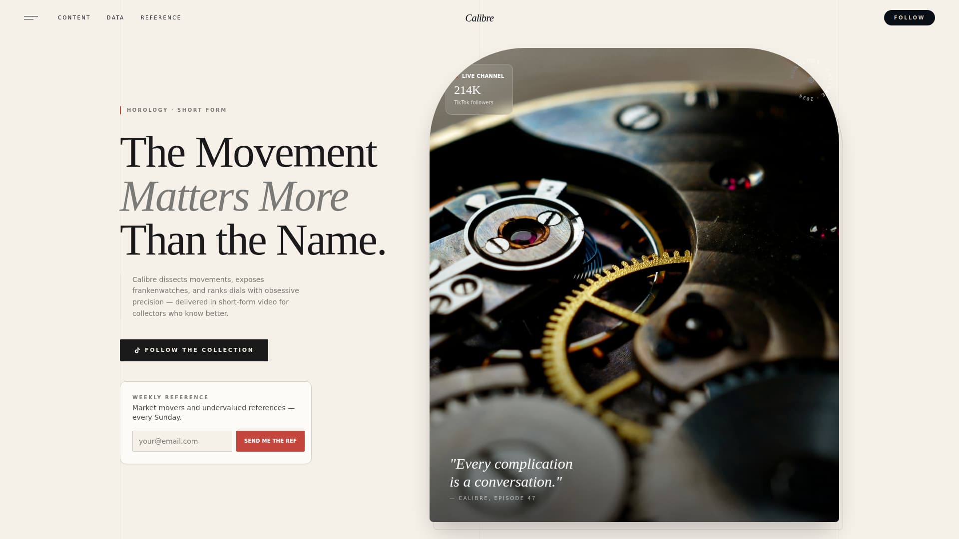 Calibre - Precision Horology Landing Page Template