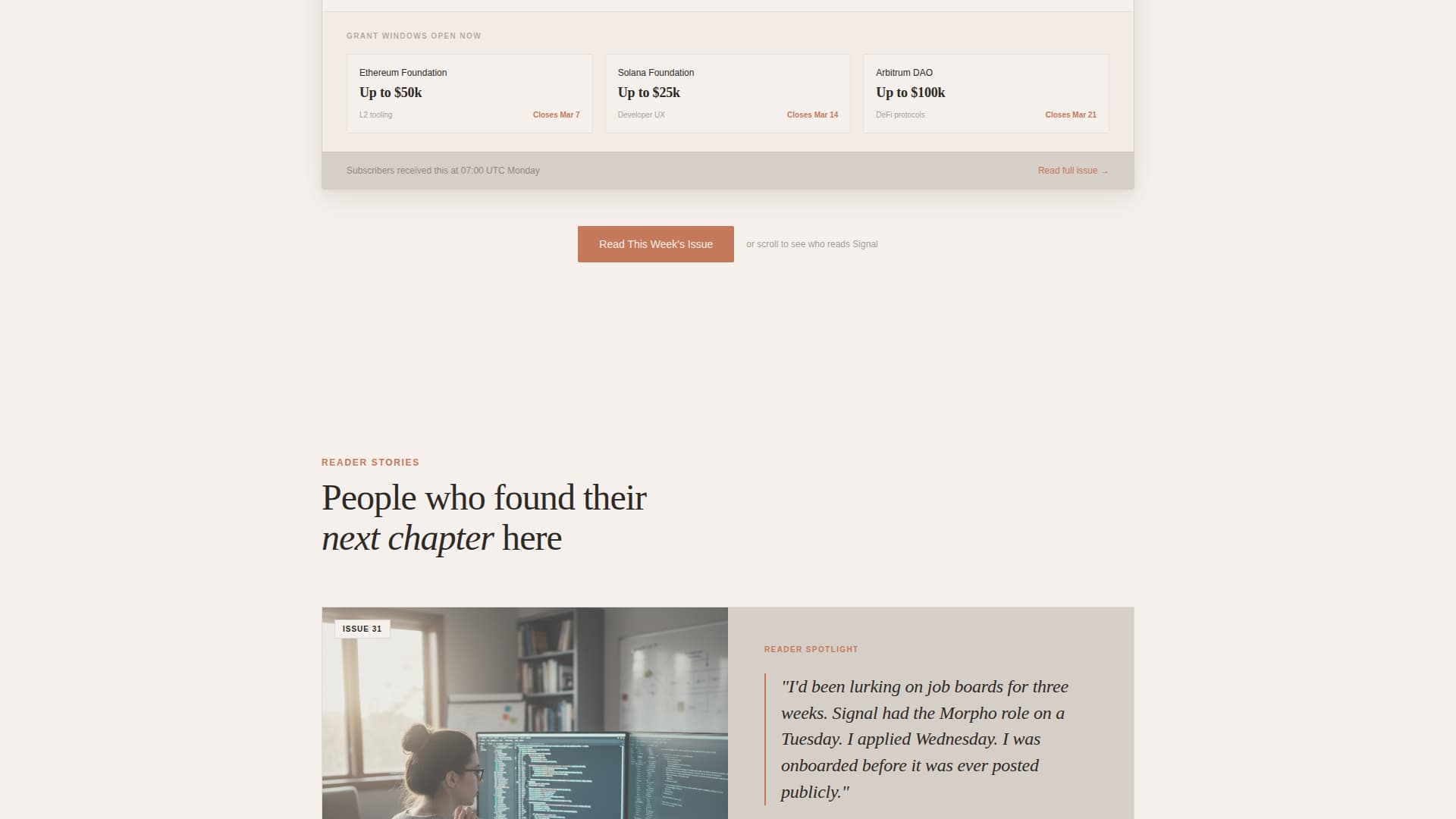 Signal - Curated Web3 Jobs Landing Page Template
