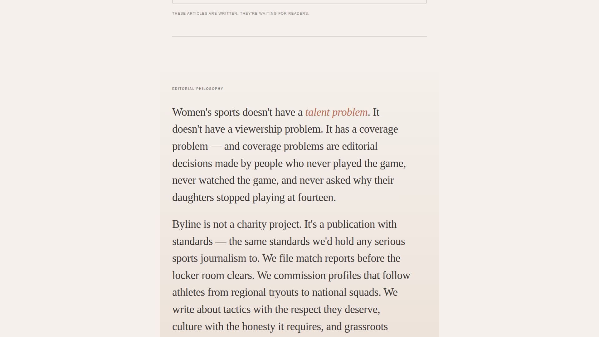 Byline - Editorial Womenssports Landing Page Template