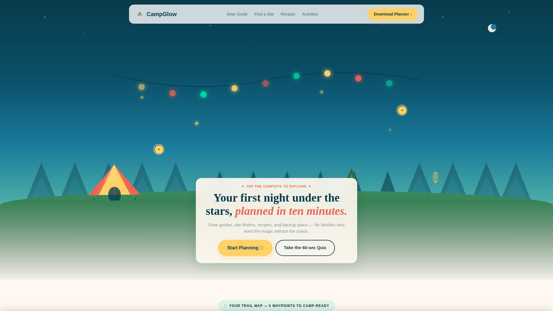 Campglow - Cheerful Family Camping Landing Page Template