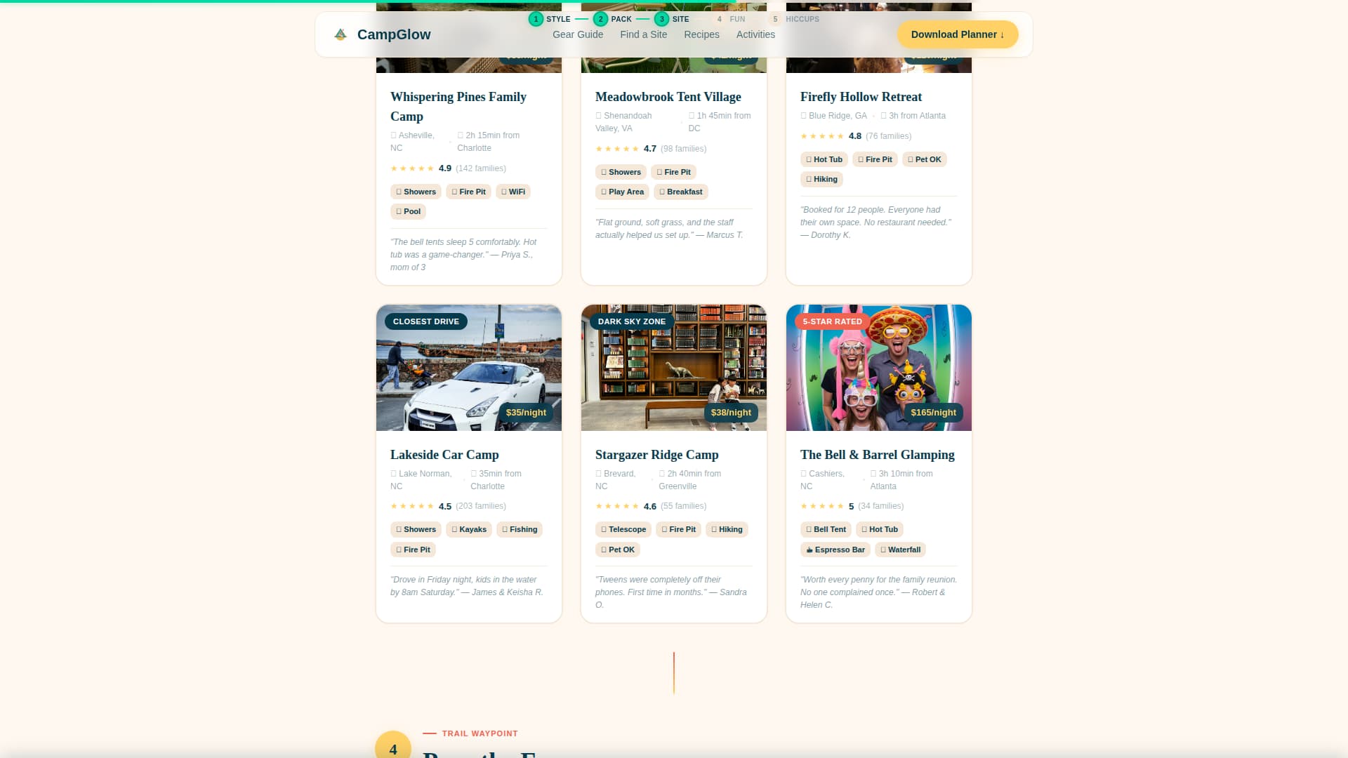 Campglow - Cheerful Family Camping Landing Page Template
