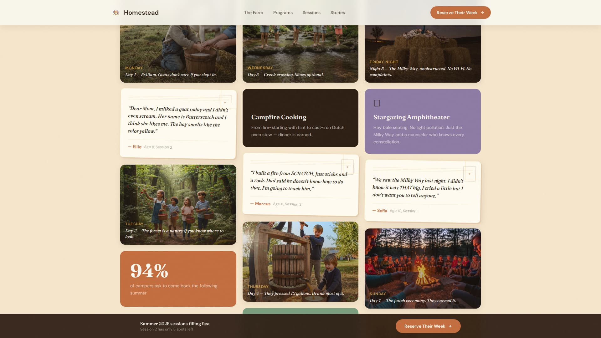 Summer Camp & Outdoor Program Booking Website Template
