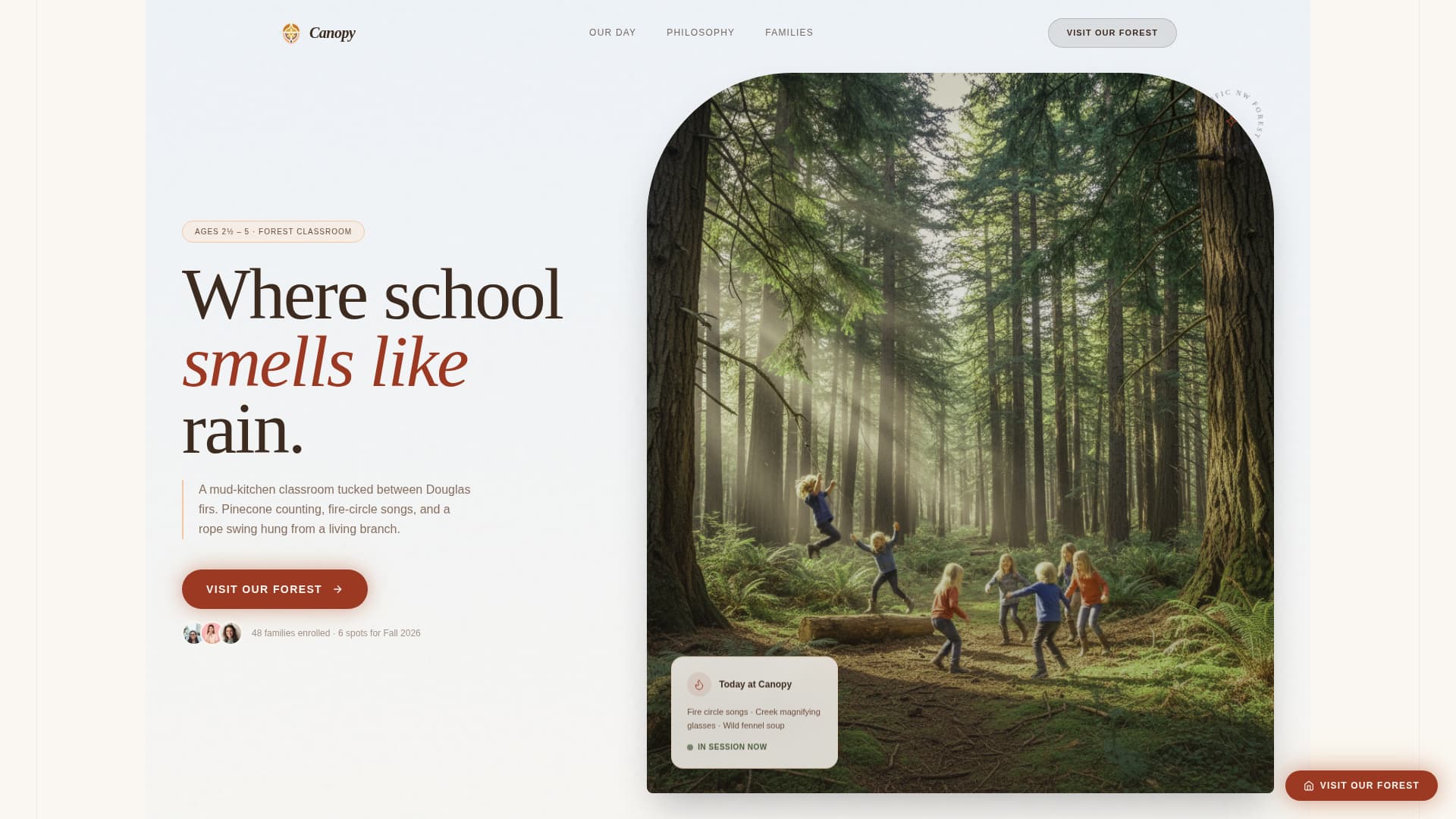 Canopy - Enchanting Forest Preschool Landing Page Template