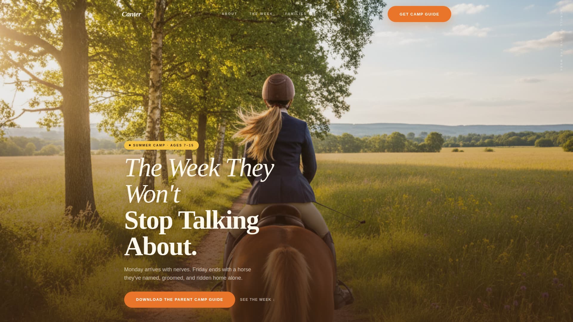 Canter - Inspiring Horseback Camp Landing Page Template