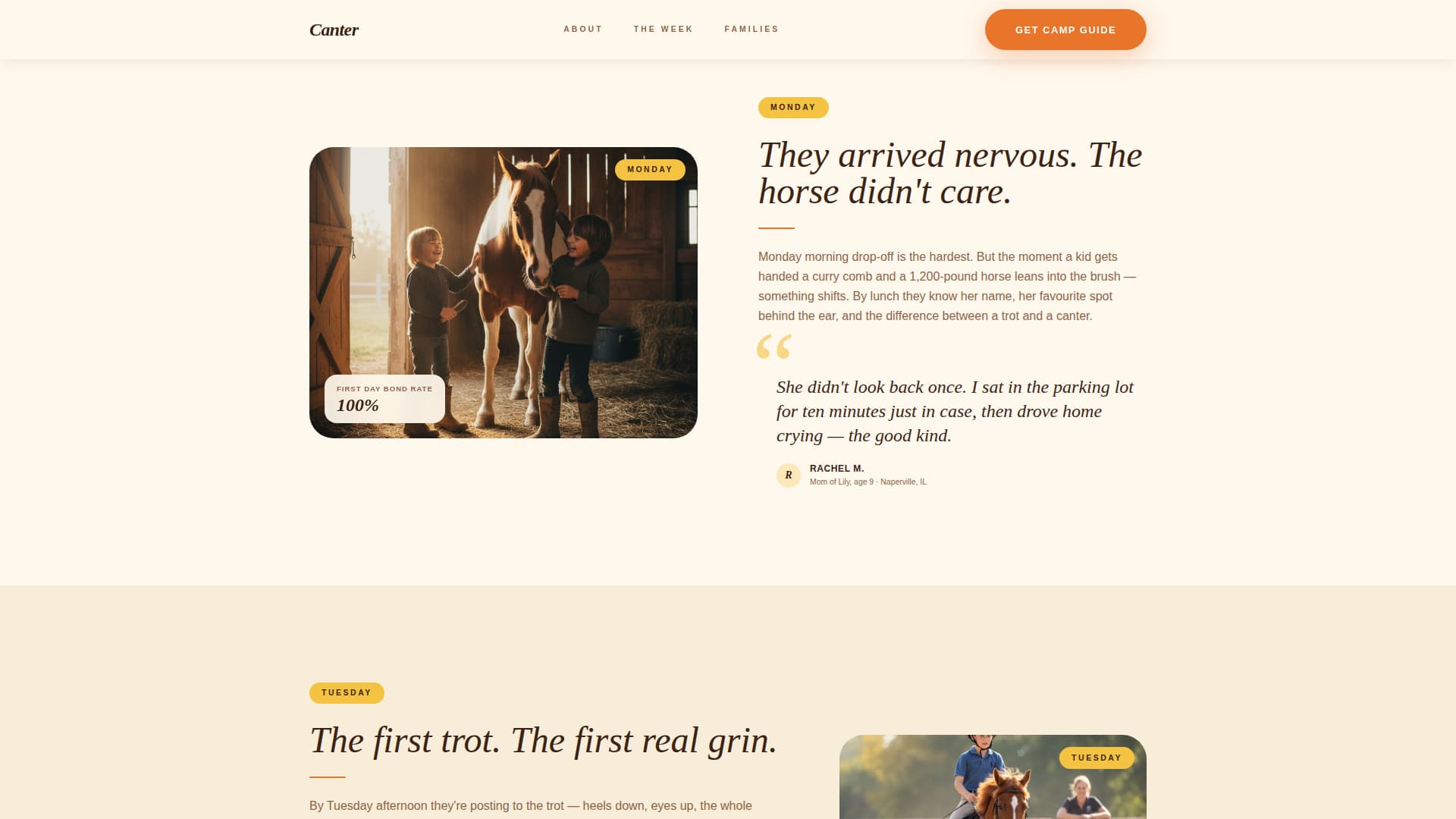 Canter - Inspiring Horseback Camp Landing Page Template