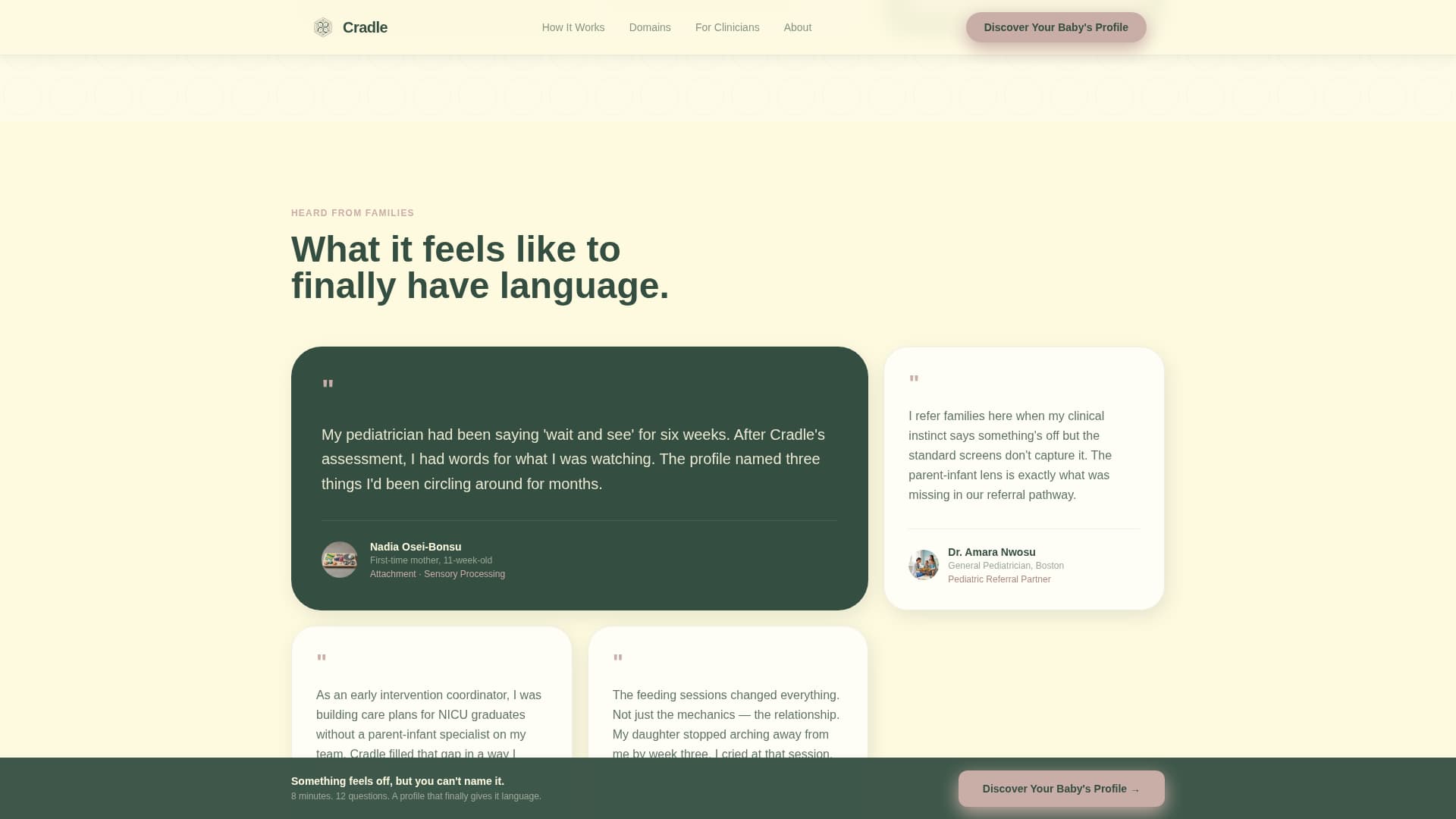 Cradle - Nurturing Infant Wellness Landing Page Template