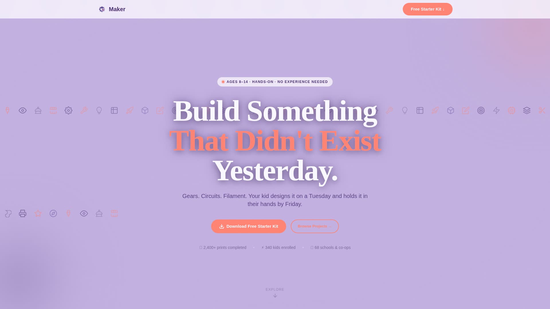 Maker - Playful STEM Landing Page Template