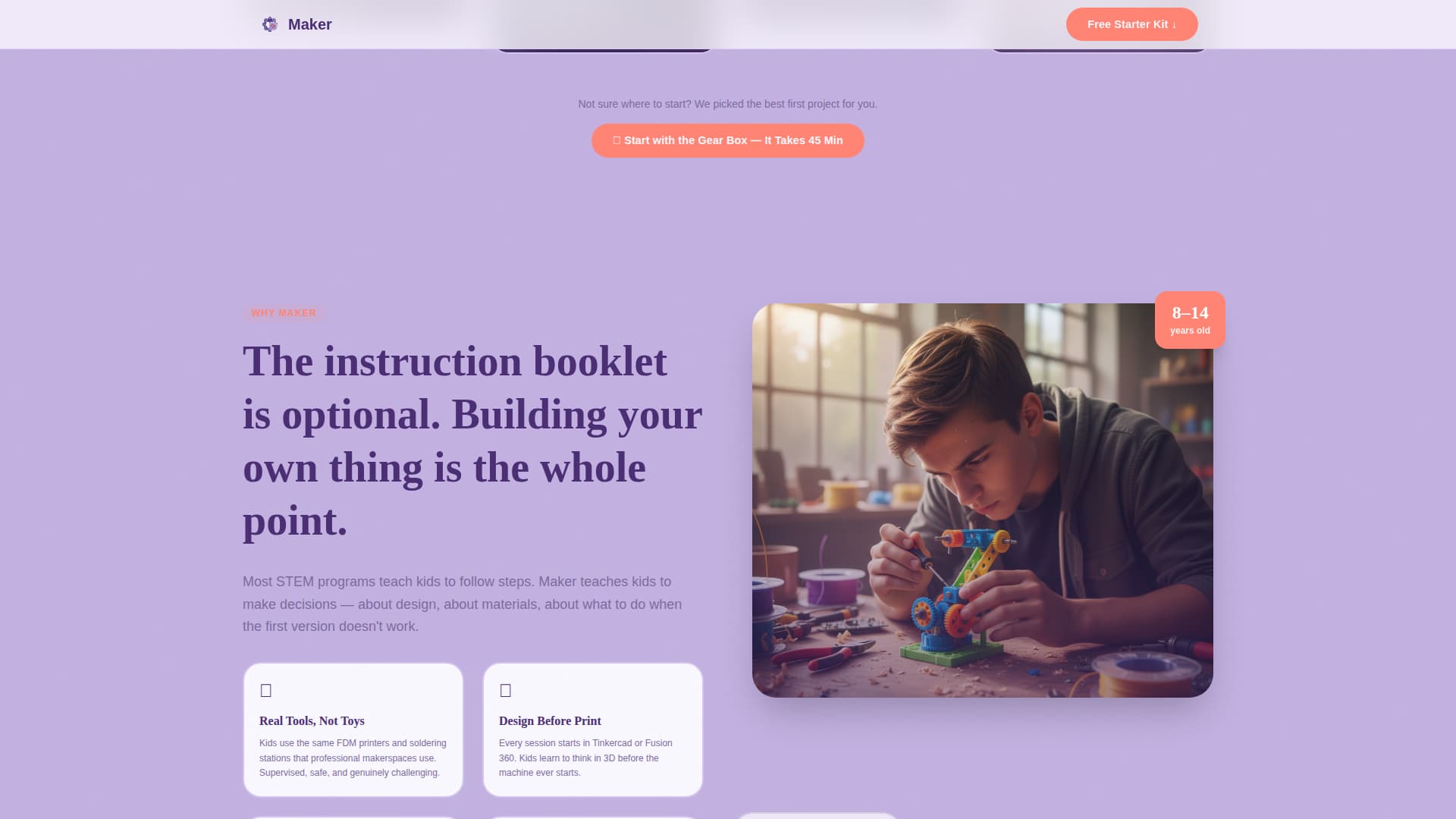 Maker - Playful STEM Landing Page Template